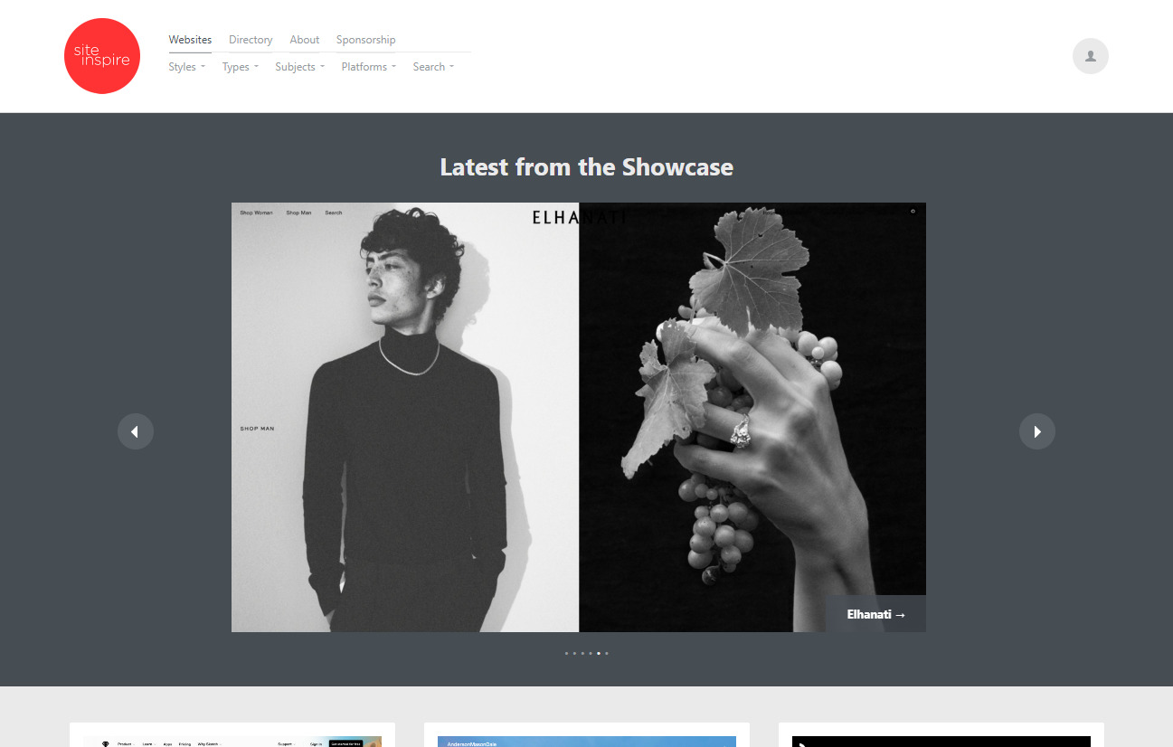 Siteinspireの公式サイトTOPページ