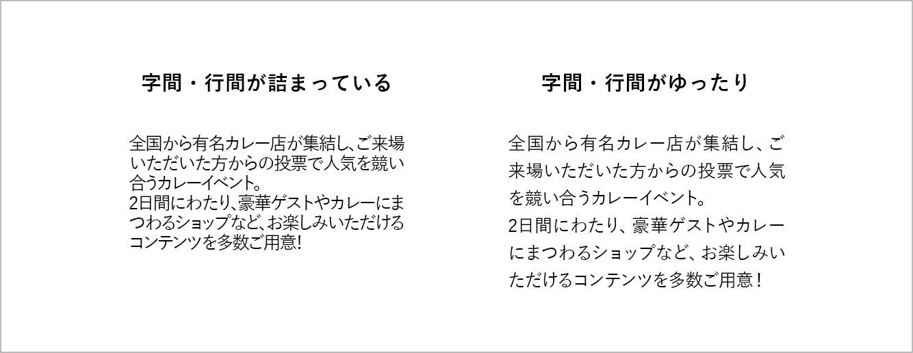 行間・字間の比較